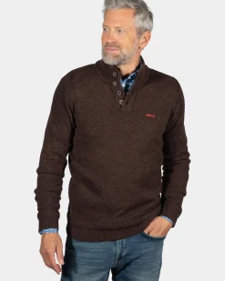 Effen trui met knopen Brownlee - Clay Brown