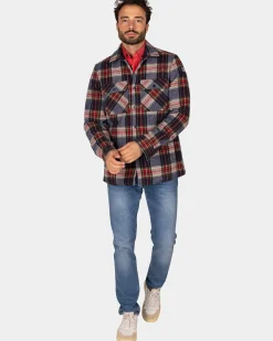 Flannellen gewateerd overhemd grijs groen rood - Winter Navy