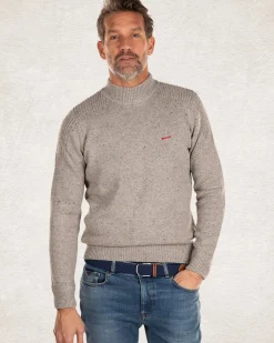 Gebreide effen coltrui - Grey Melange