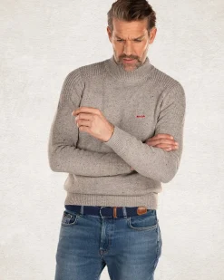 Gebreide effen coltrui - Grey Melange