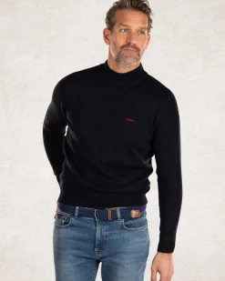 Gebreide effen coltrui - Pitch navy