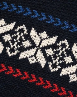 Gebreide trui met halve knoopssluiting - Pitch Navy