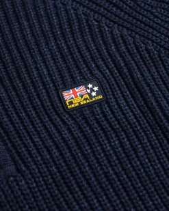 Gebreide trui met halve rits Drake - Ink Navy