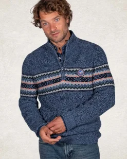 Gebreide trui met halve ritssluiting - Cloudy Blue