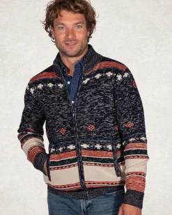 Gebreid vest met bruin grijs wit - Pitch Navy