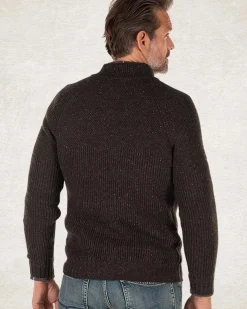 Gebreid vest van katoen en wol - Smoked Green