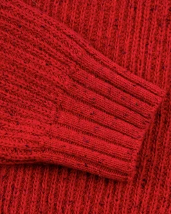 Gebreid vest van katoen en wol - Carmine red