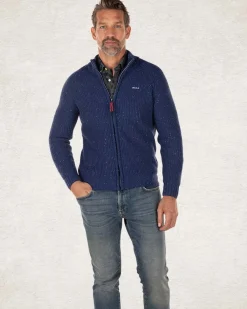 Gebreid vest van katoen en wol - Bright Water Blue