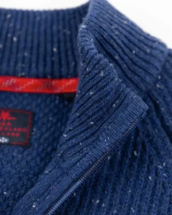 Gebreid vest van katoen en wol - Bright Water Blue