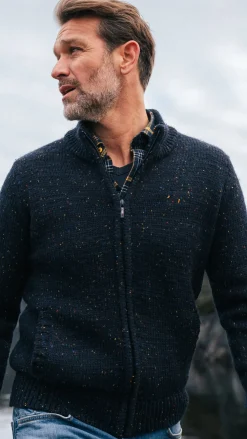 Gemêleerd donkerblauw wollen vest - Winter Navy