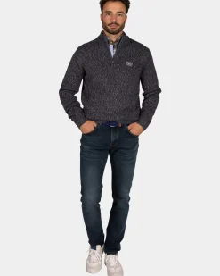 Gemêleerde donkerbruine wollen pullover - Dark Mocca