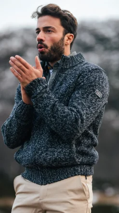 Gemêleerd navy wollen vest - Winter Navy
