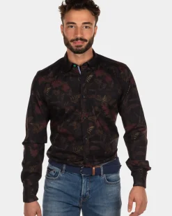 Geprint stretch overhemd Opua - Steady Navy
