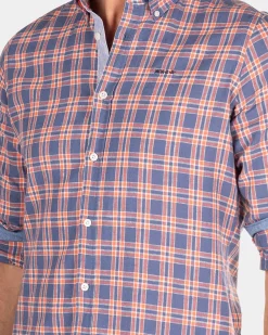 Geruit blauw en roze overhemd - Dusk Navy