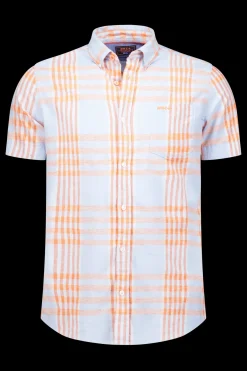 Geruit blauw met oranje overhemd - Light Sky