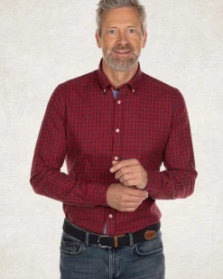 Geruit katoenen flannel overhemd - Carmine red