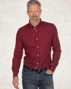 Geruit katoenen flannel overhemd - Carmine red