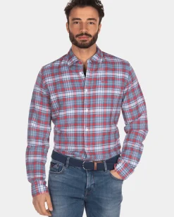 Geruit overhemd rood blauw wit - Orange Red
