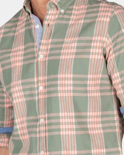Geruit overhemd roze en groen - Mellow Army