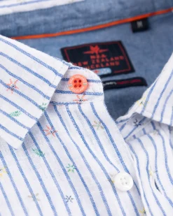 Gestreept linnen overhemd - White Multicolour