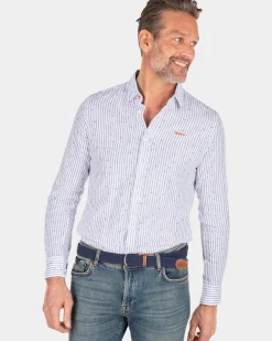 Gestreept linnen overhemd - White Multicolour