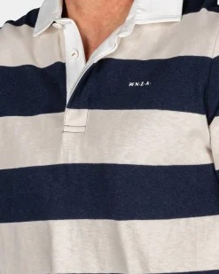 Gestreept zwart wit rugbyshirt - Powder Sand