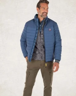 Gewatteerd effen winterjack - Lead Blue