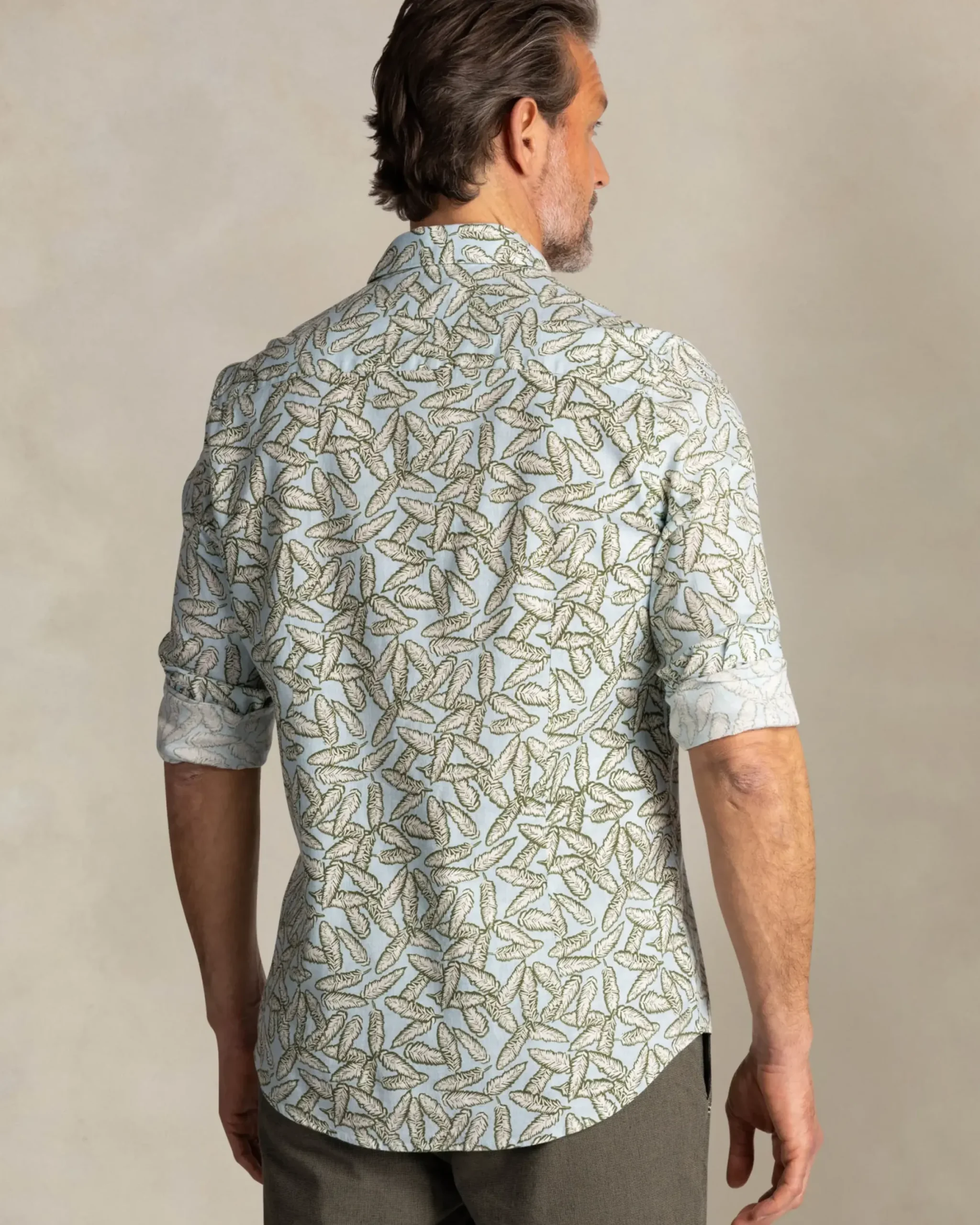 Grafisch geprint overhemd met groen en blauw