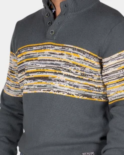 Grijze katoenen trui met geel zwarte print - Ash Grey