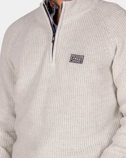 Grijze katoenen trui met halve rits - Grey Melange