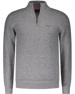 Grijze pullover met halve rits - Grey Melange
