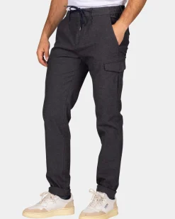 Grijze wol look cargo broek - Grey Melange