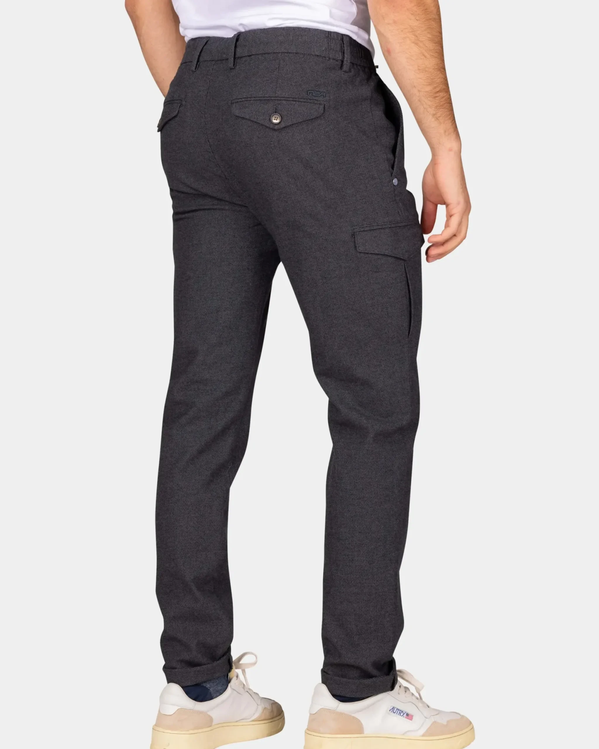 Grijze wol look cargo broek - Grey Melange
