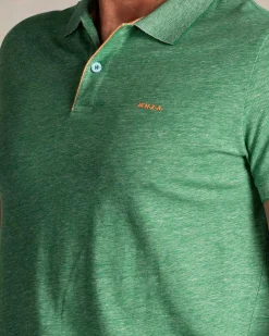 Groene effen polo met katoen en linnen