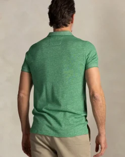 Groene effen polo met katoen en linnen