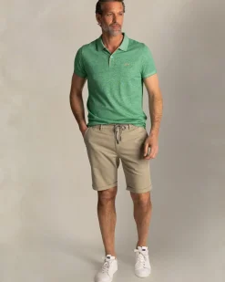 Groene effen polo met katoen en linnen
