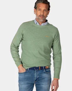 Groene effen pullover met ronde hals