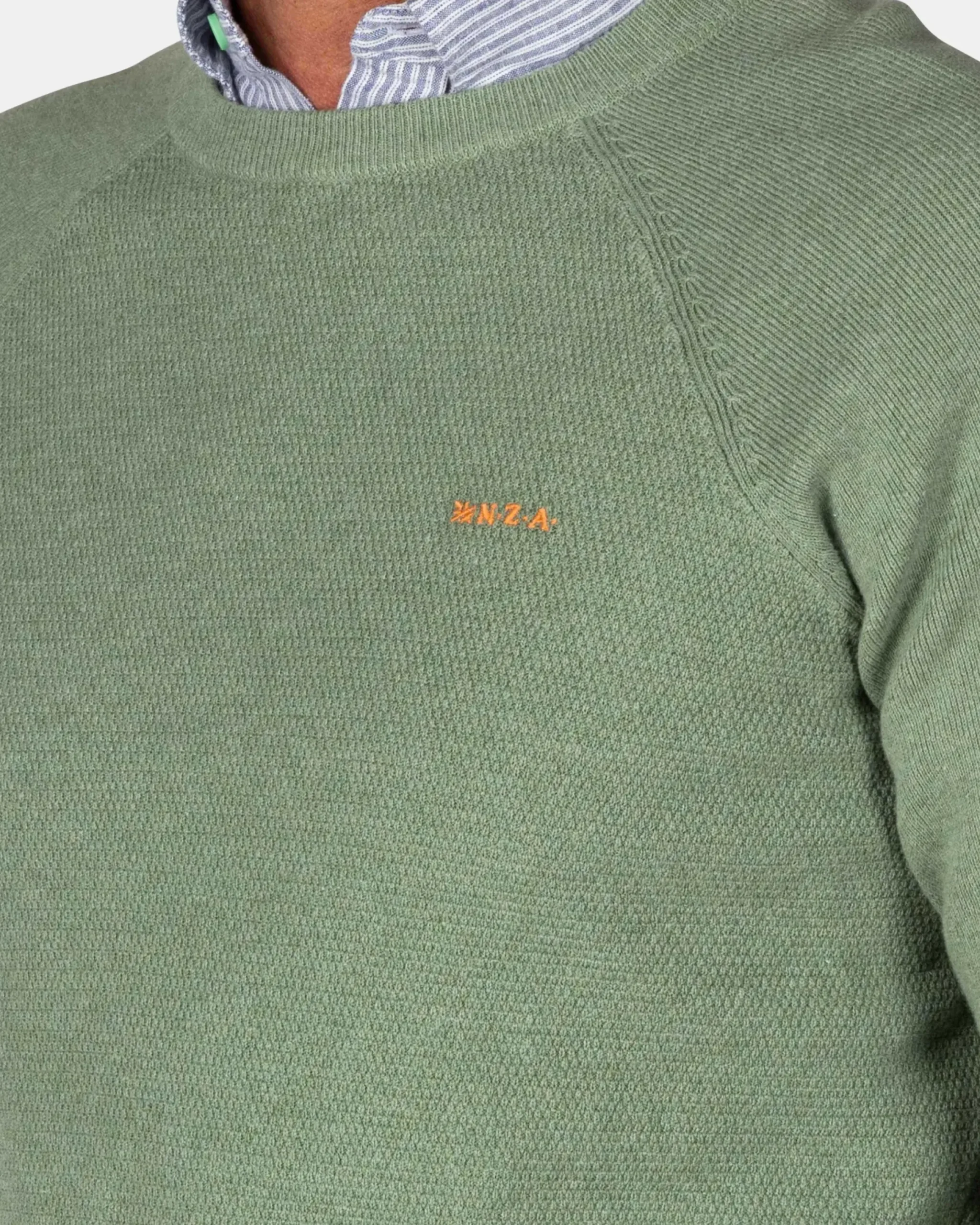 Groene effen pullover met ronde hals