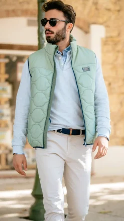 Groene gewatteerde bodywarmer - Sage