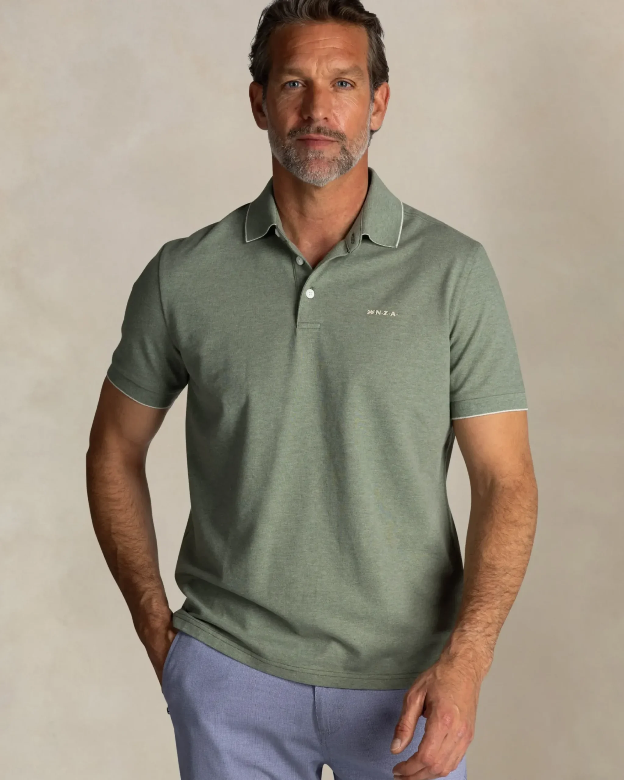 Groene katoenen stretch polo