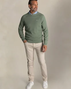Groene katoenen trui met ronde hals