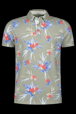 Groene polo met bloemenprint - Misty Army