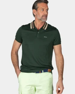 Groene polo met gestreepte kraag