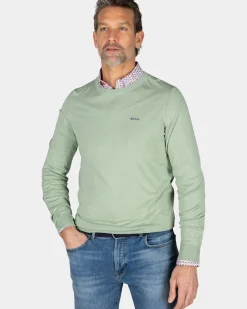 Groene trui met ronde hals