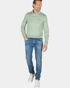 Groene trui met ronde hals