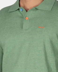 Groen longsleeve poloshirt