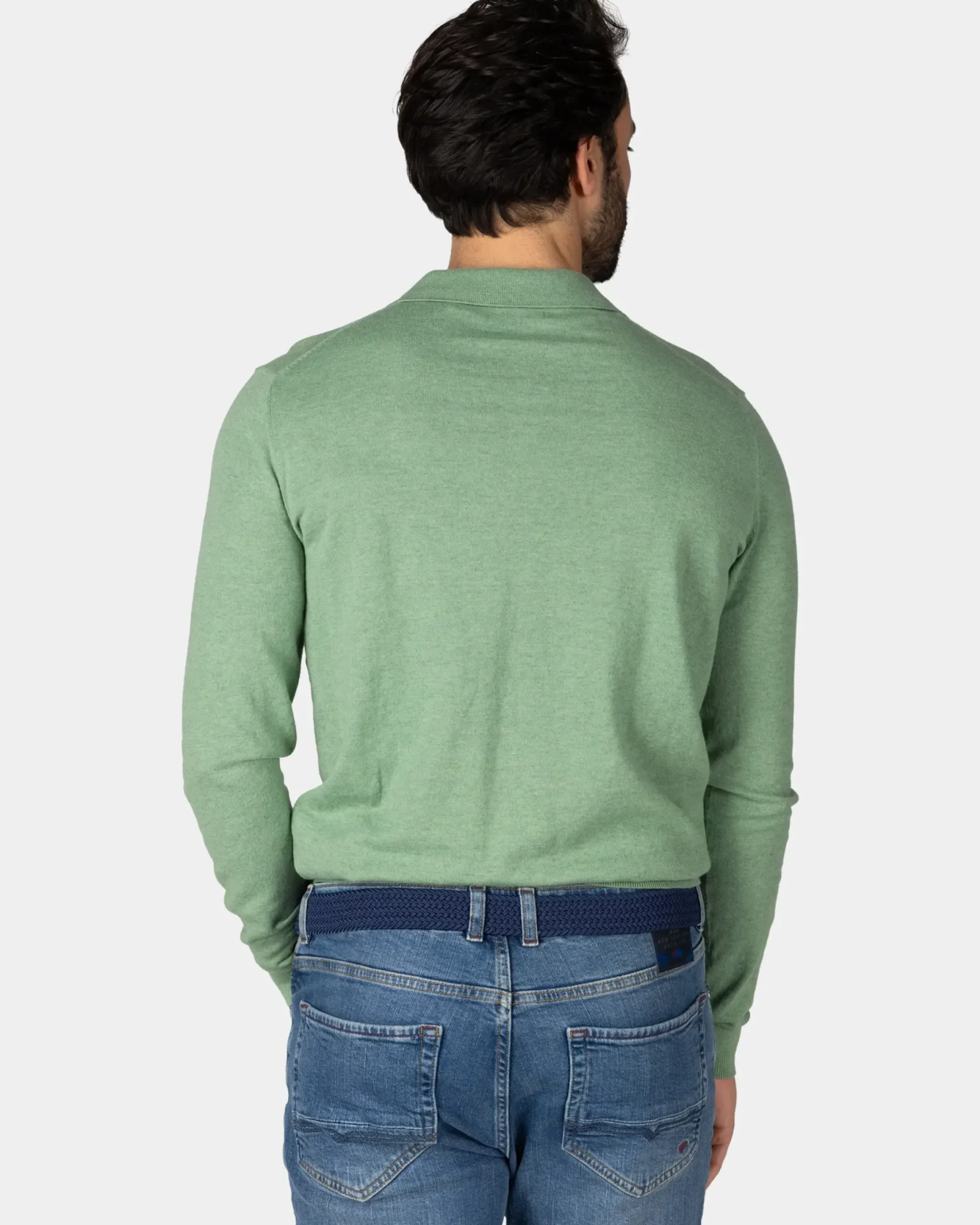 Groen longsleeve poloshirt