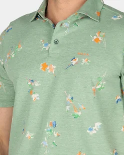 Groen poloshirt met bladprint