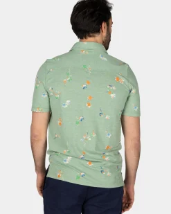 Groen poloshirt met bladprint