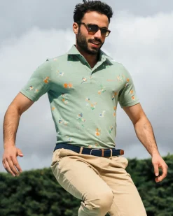 Groen poloshirt met bladprint